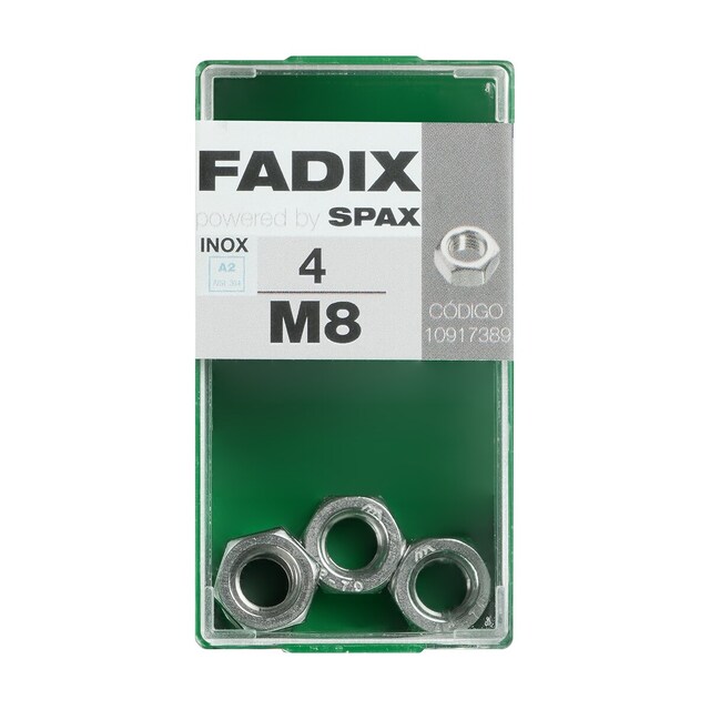 Imagen 0 de Tuerca Hexagonal Acero Inoxidable M8 - Caja 4 Uds