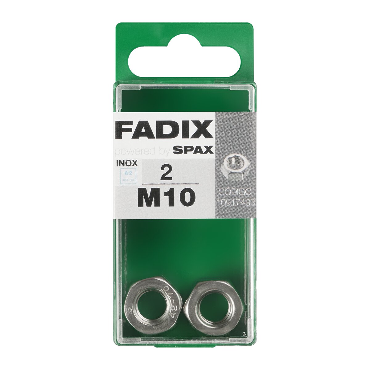 Tuerca Hexagonal Acero Inoxidable M10 - Caja 2 Uds Zincado-1