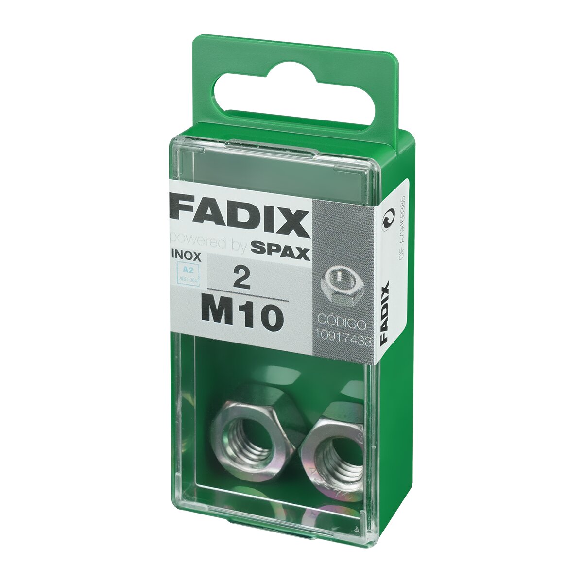 Tuerca Hexagonal Acero Inoxidable M10 - Caja 2 Uds Zincado-2