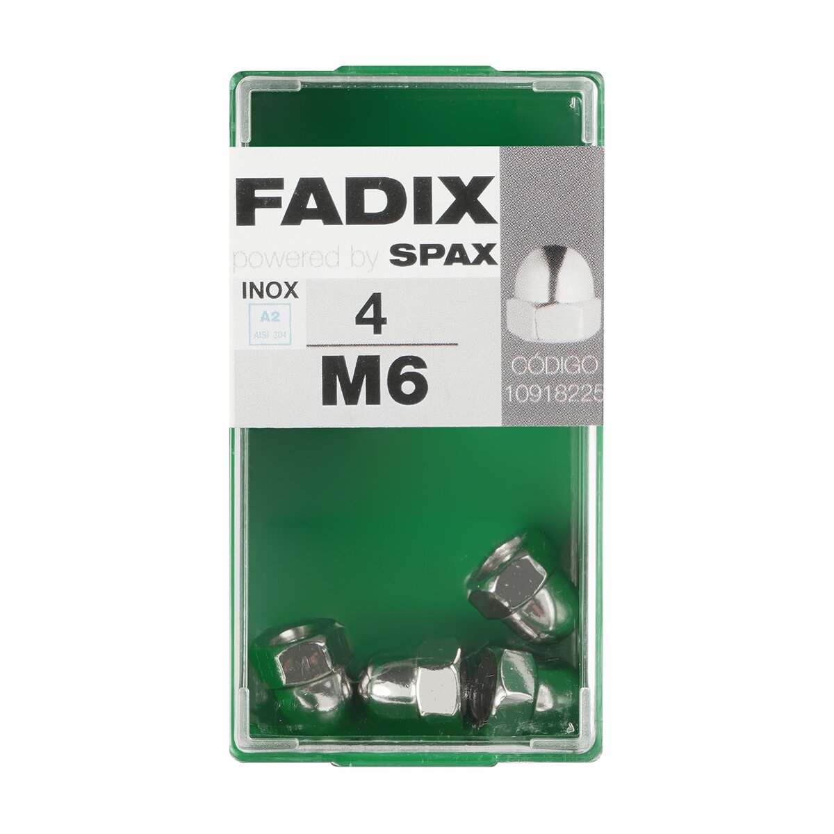 Imagen 0 de Tuerca Ciega Acero Inoxidable M6 - Caja 4 Uds