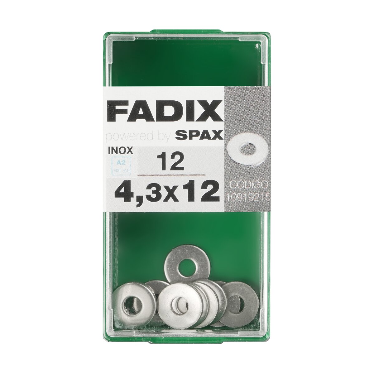 Imagen 0 de Arandela Plana de Ala Ancha Acero Inoxidable Ø4,3 x Ø12 mm - Caja 12 Uds