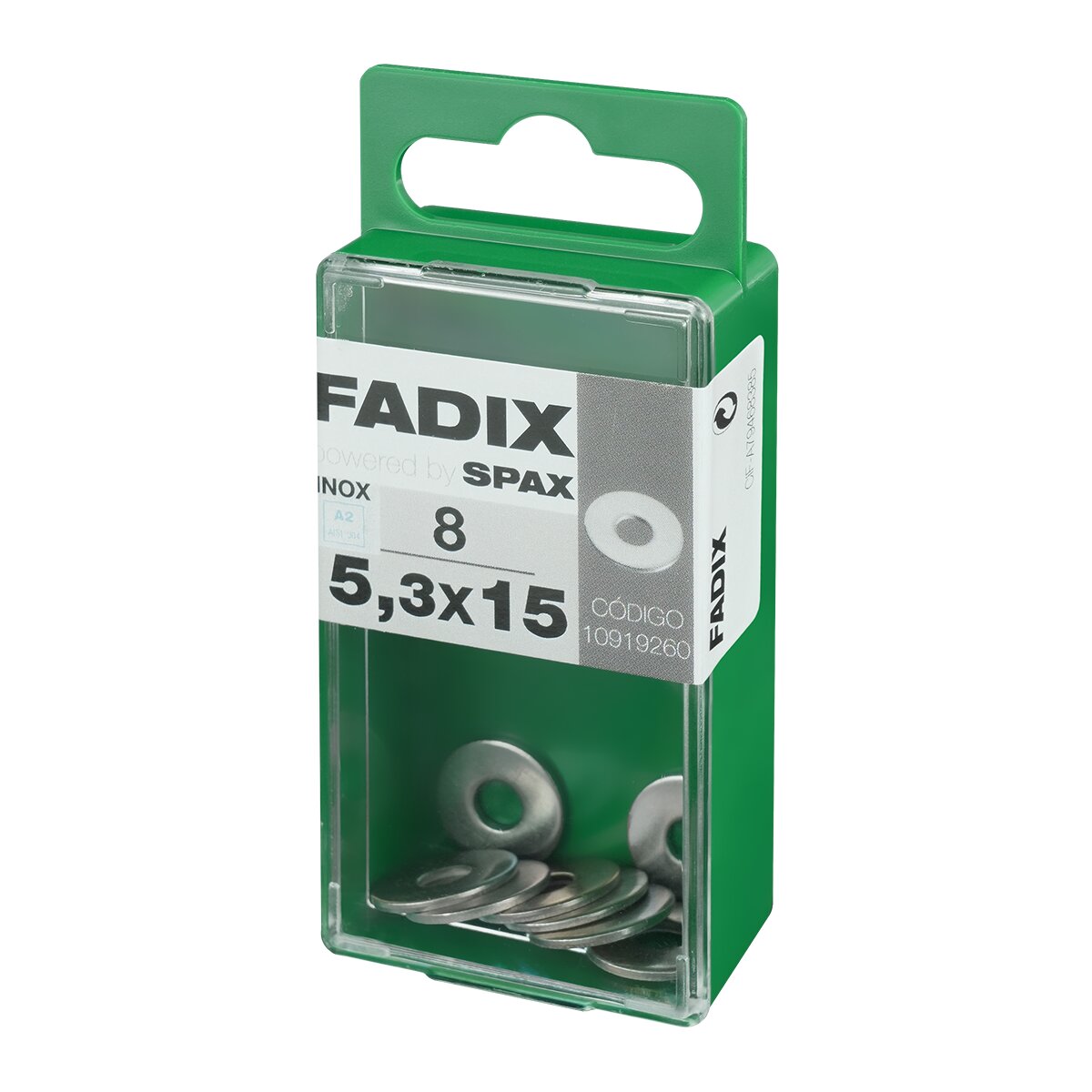 Arandela Plana de Ala Ancha Acero Inoxidable Ø5,3 x Ø15 mm - Caja 8 Uds Acero Inox-2