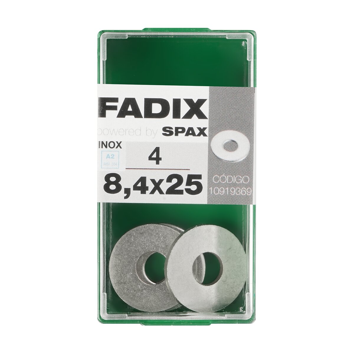 Imagen 0 de Arandela Plana de Ala Ancha Acero Inoxidable Ø8,4 x Ø25 mm - Caja 4 Uds