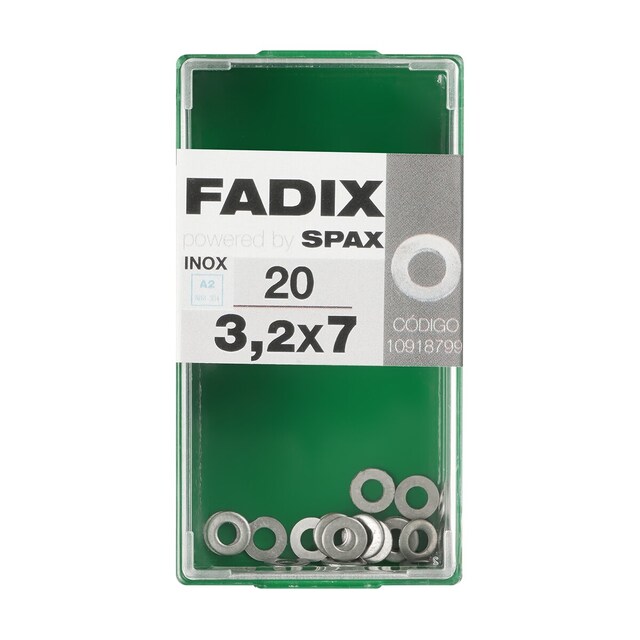 Imagen 0 de Arandela Plana Acero Inoxidable Ø3,2 x Ø7 mm - Caja 20 Uds