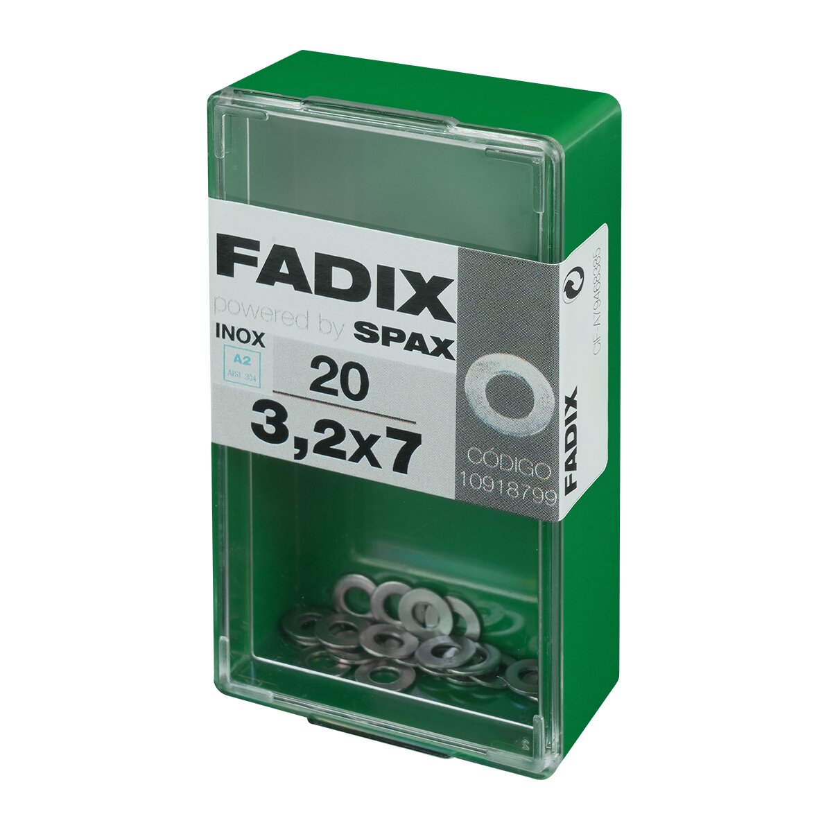 Arandela Plana Acero Inoxidable Ø3,2 x Ø7 mm - Caja 20 Uds Acero Inox-2