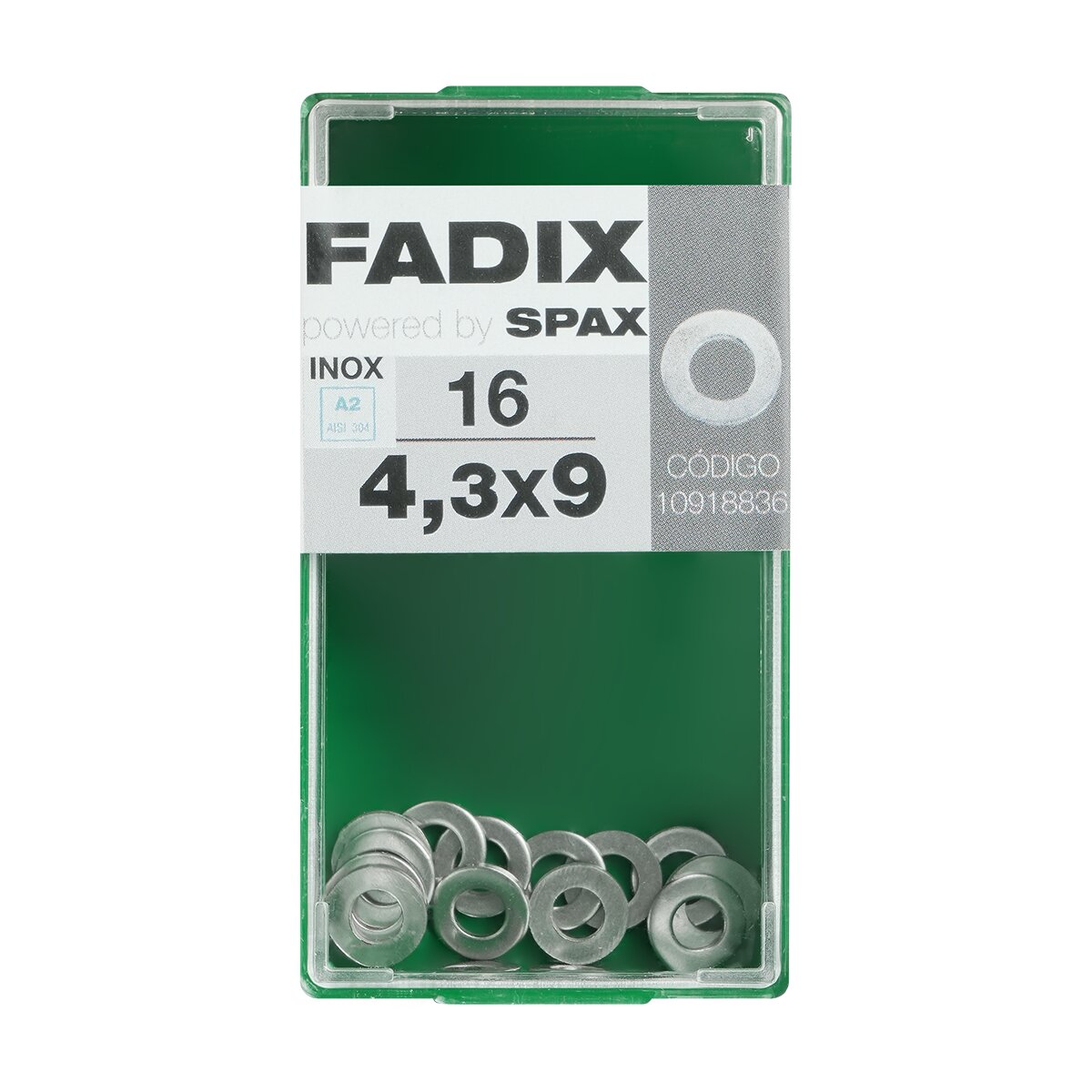 Imagen 0 de Arandela Plana Acero Inoxidable Ø4,3 x Ø9 mm - Caja 16 Uds