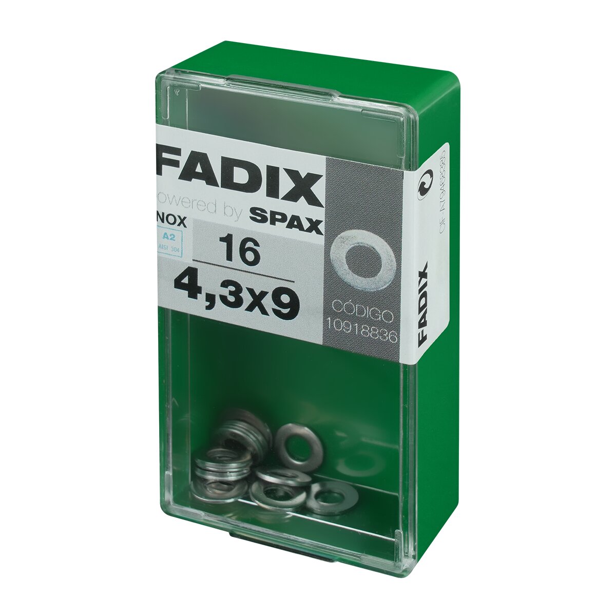 Arandela Plana Acero Inoxidable Ø4,3 x Ø9 mm - Caja 16 Uds Acero Inox-2