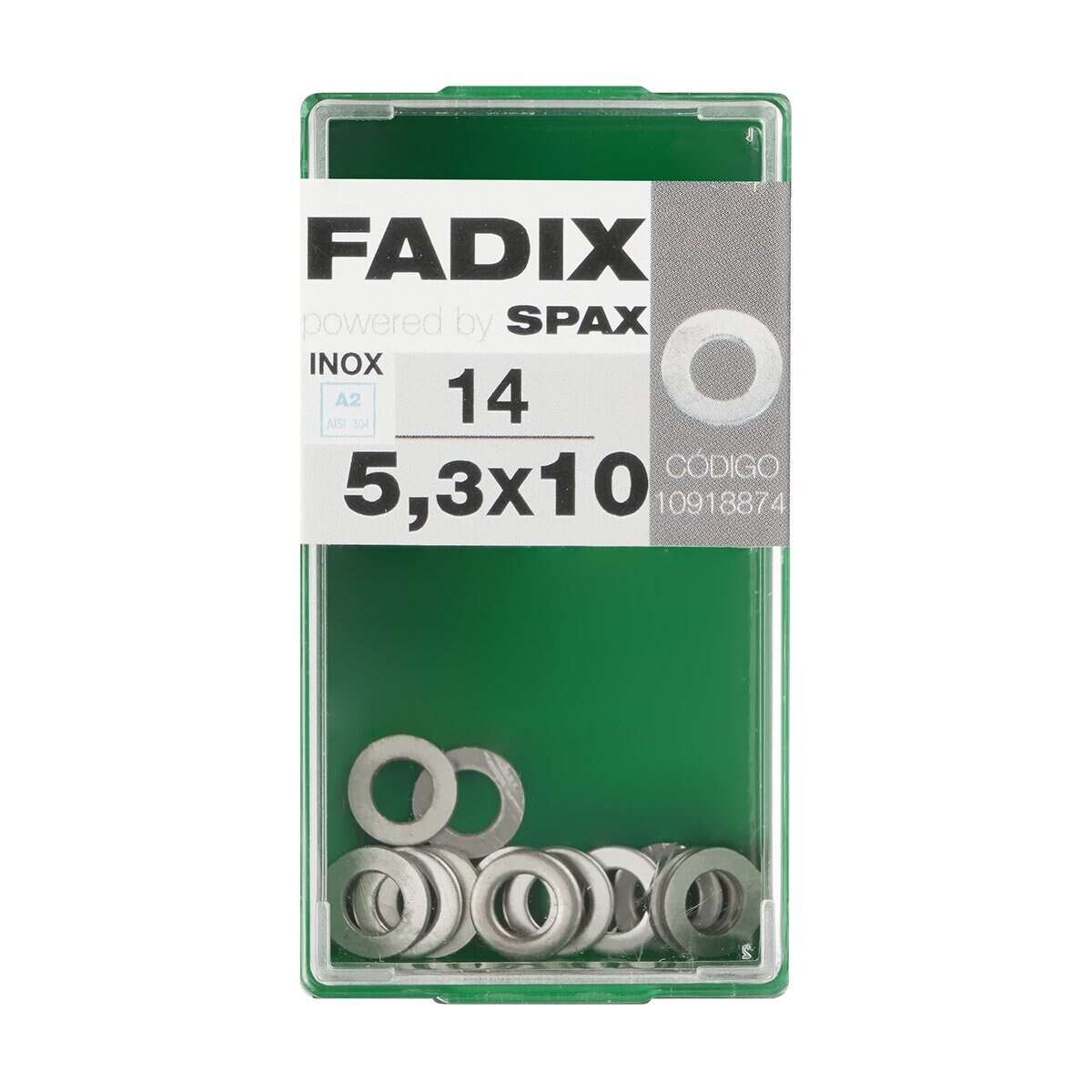 Imagen 0 de Arandela Plana Acero Inoxidable Ø5,3 x Ø10 mm - Caja 14 Uds
