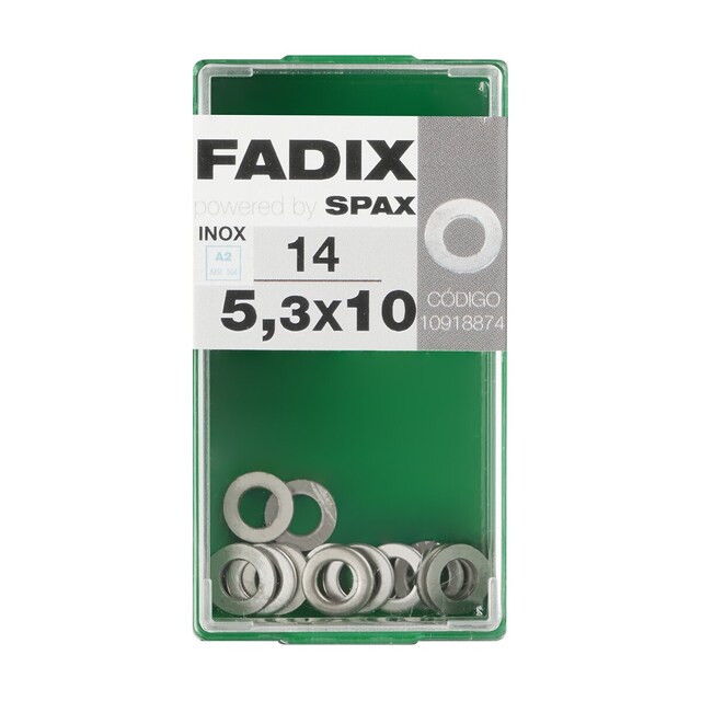 Imagen 0 de Arandela Plana Acero Inoxidable Ø5,3 x Ø10 mm - Caja 14 Uds