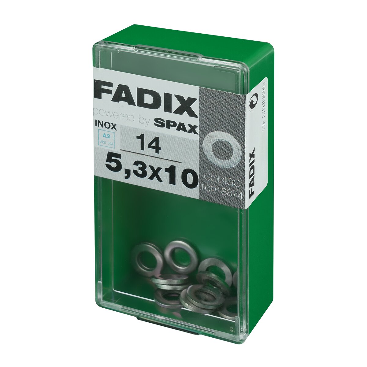 Arandela Plana Acero Inoxidable Ø5,3 x Ø10 mm - Caja 14 Uds Acero Inox-2