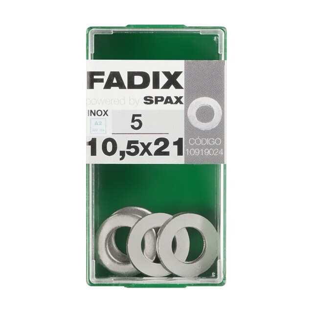 Imagen 0 de Arandela Plana Acero Inoxidable Ø10,5 x Ø21 mm - Caja 5 Uds