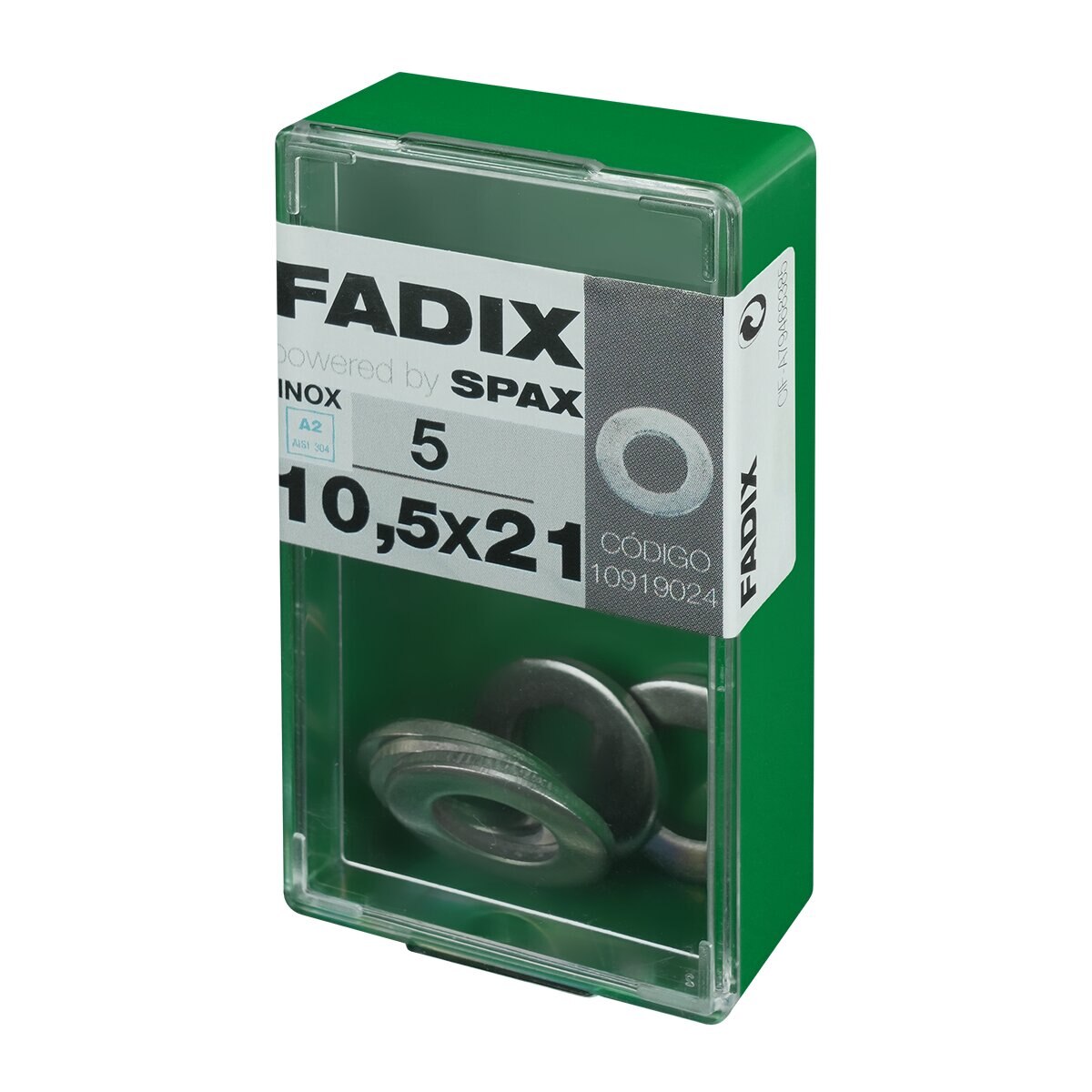 Arandela Plana Acero Inoxidable Ø10,5 x Ø21 mm - Caja 5 Uds Acero Inox-2