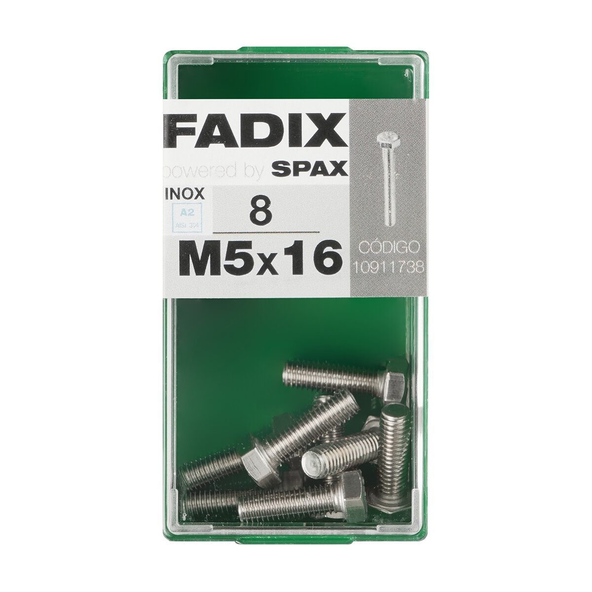 Imagen 0 de Tornillo Inoxidable Métrica Cabeza Hexagonal M5 x 16 mm - Caja 8 Uds