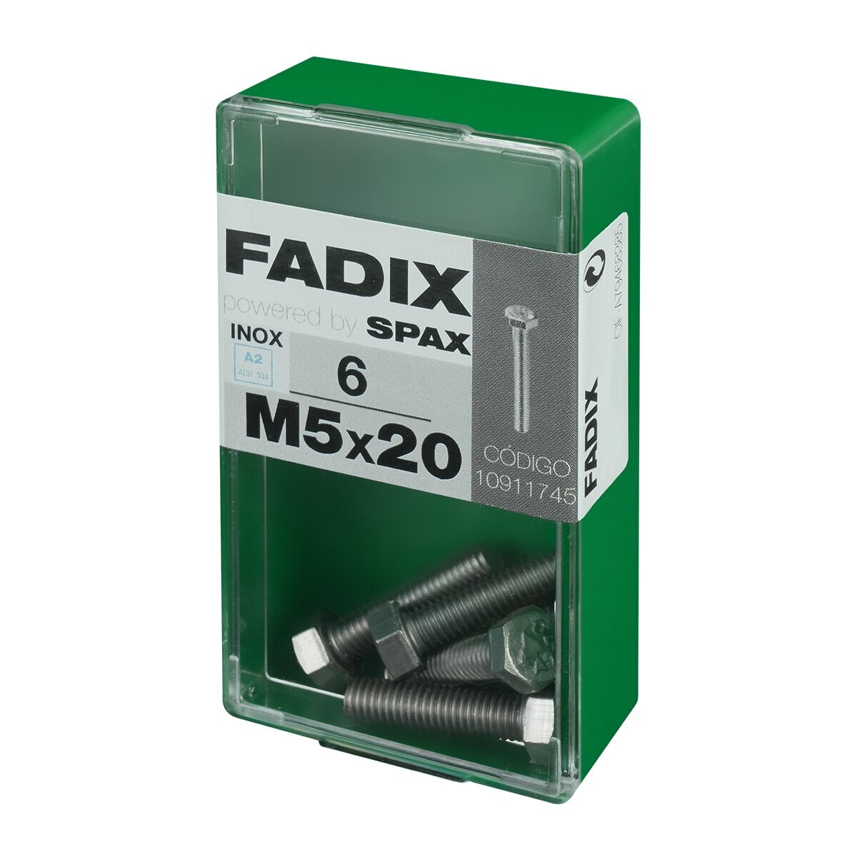 Tornillo Inoxidable Métrica Cabeza Hexagonal M5 x 20 mm - Caja 6 Uds Acero Inox-2