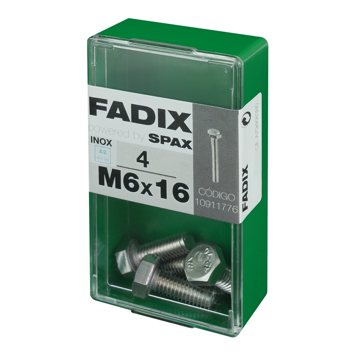 Tornillo Inoxidable Métrica Cabeza Hexagonal M6 x 16 mm - Caja 4 Uds Acero Inox-2