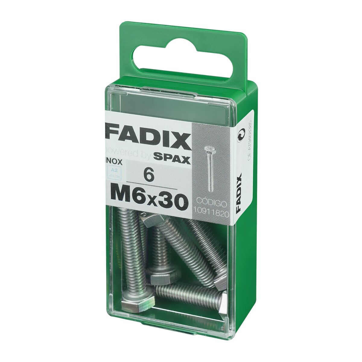 Tornillo Inoxidable Métrica Cabeza Hexagonal M6 x 30 mm - Caja 6 Uds Acero Inox-2