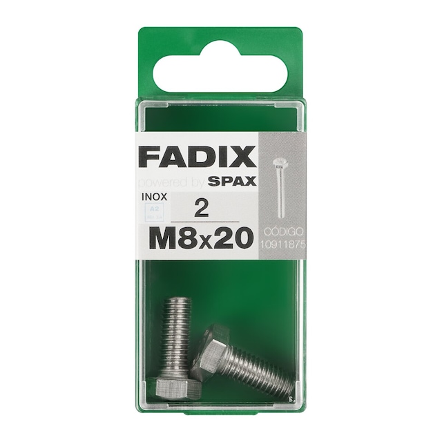 Imagen 0 de Tornillo Inoxidable Métrica Cabeza Hexagonal M8 x 20 mm - Caja 2 Uds