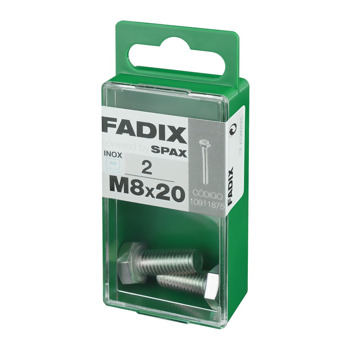 Tornillo Inoxidable Métrica Cabeza Hexagonal M8 x 20 mm - Caja 2 Uds Acero Inox-2