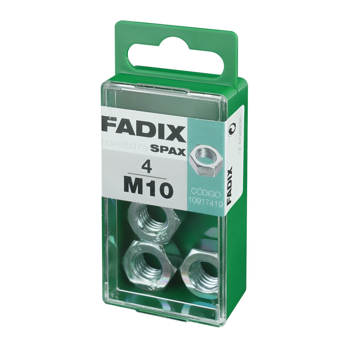 Tuerca Hexagonal Cincada M10 - Caja 4 Uds Zincado-2