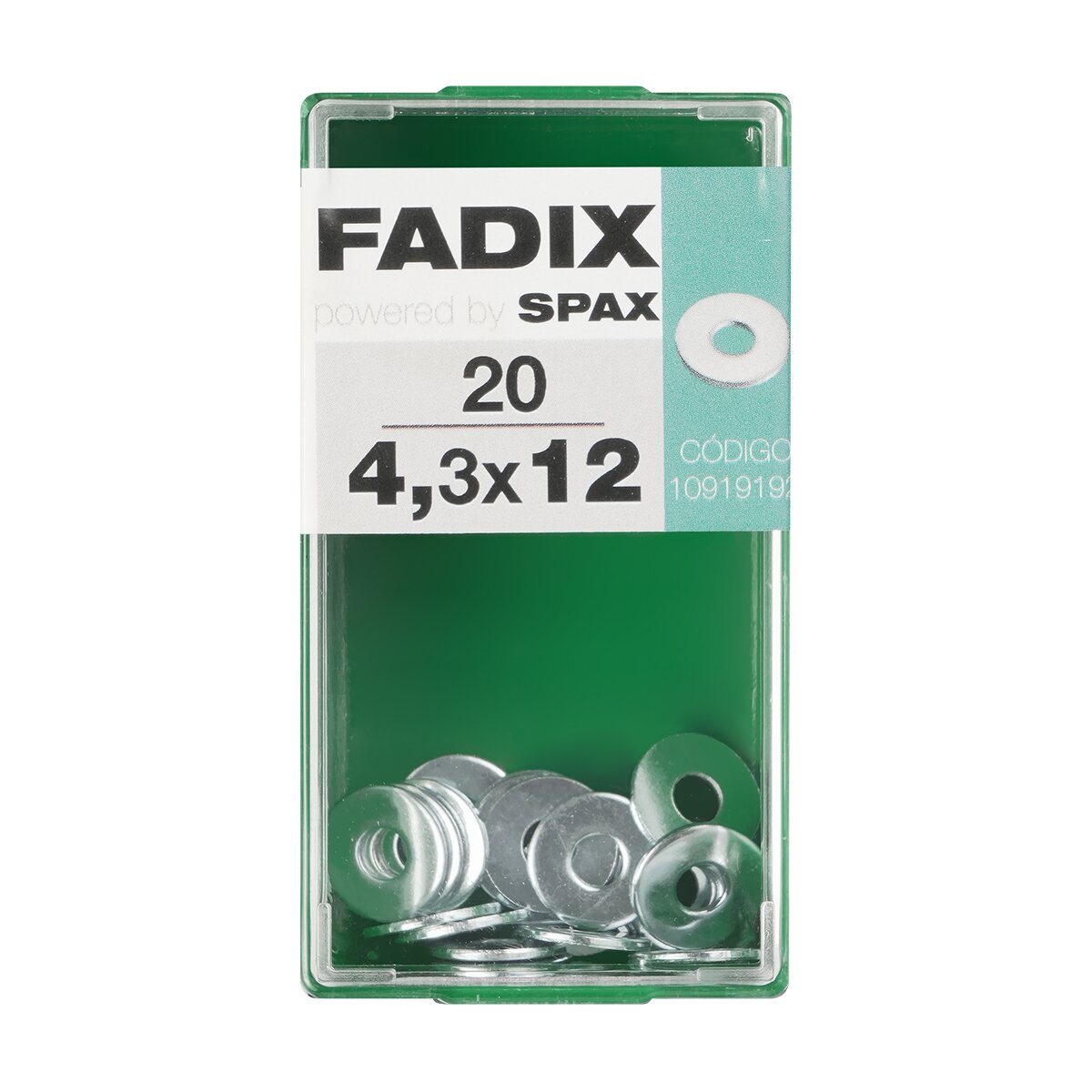 Arandela Plana de Ala Ancha Cincada Ø4,3 x Ø12 mm - Caja 20 Uds Zincado-1