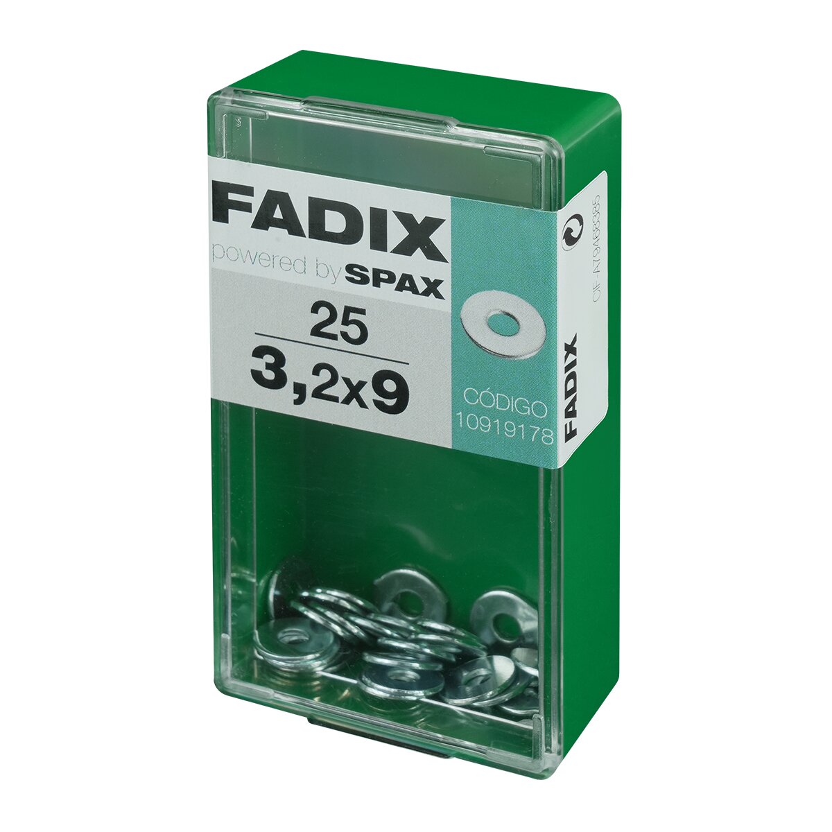 Arandela Plana de Ala Ancha Cincada Ø3,2 x Ø9 mm - Caja 25 Uds Zincado-2