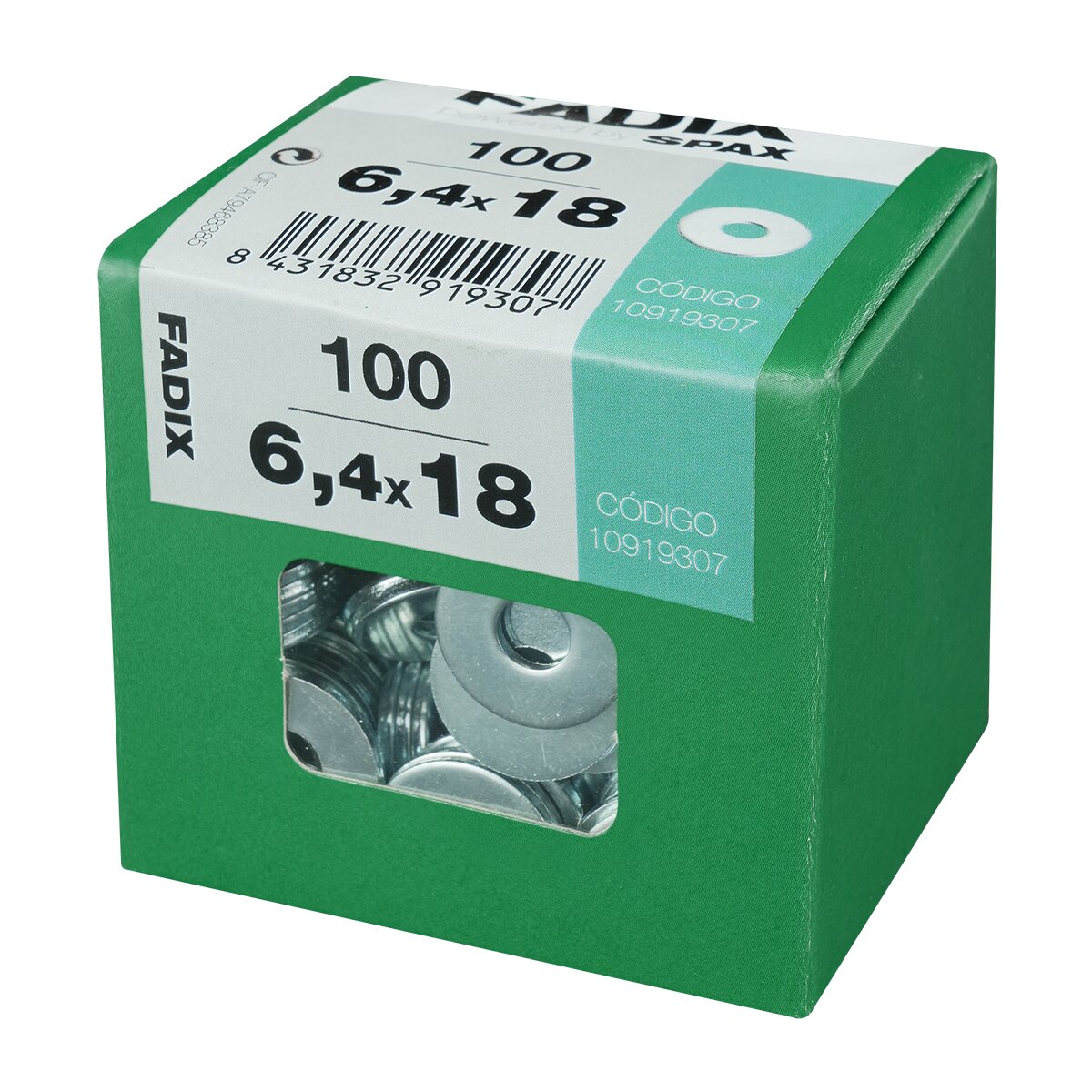 Arandela Plana de Ala Ancha Cincada Ø6,4 x Ø18 mm - Caja 100 Uds Zincado-2