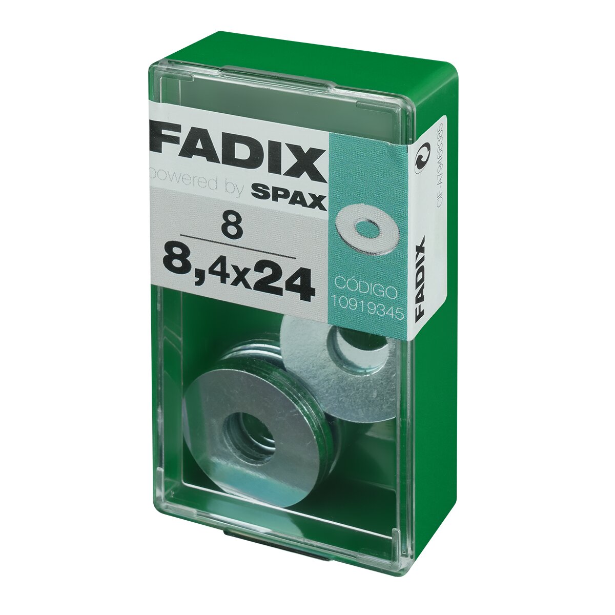 Arandela Plana de Ala Ancha Cincada Ø8,4 x Ø24 mm - Caja 8 Uds Zincado-2