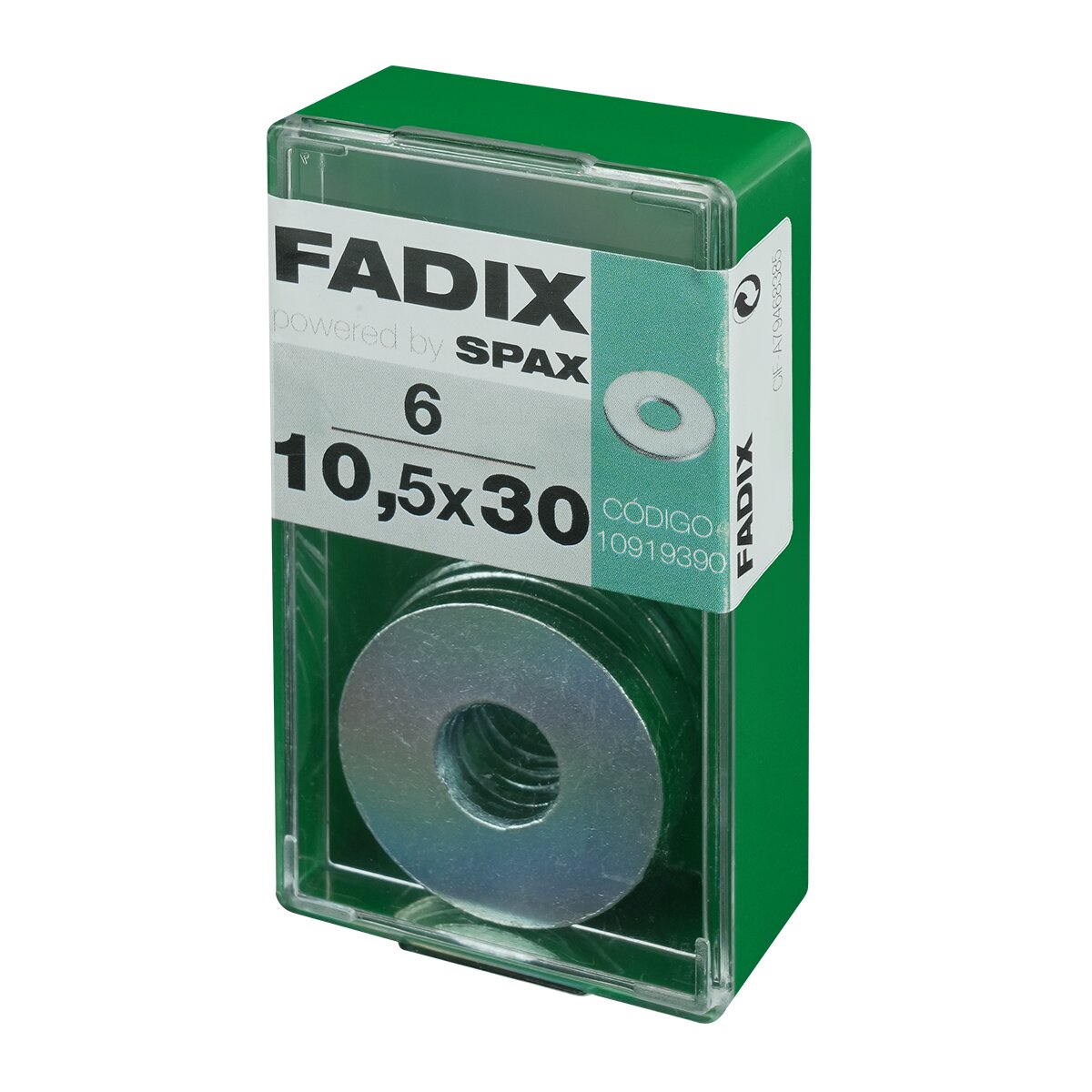Arandela Plana de Ala Ancha Cincada Ø10,5 x Ø30 mm - Caja 6 Uds Zincado-2