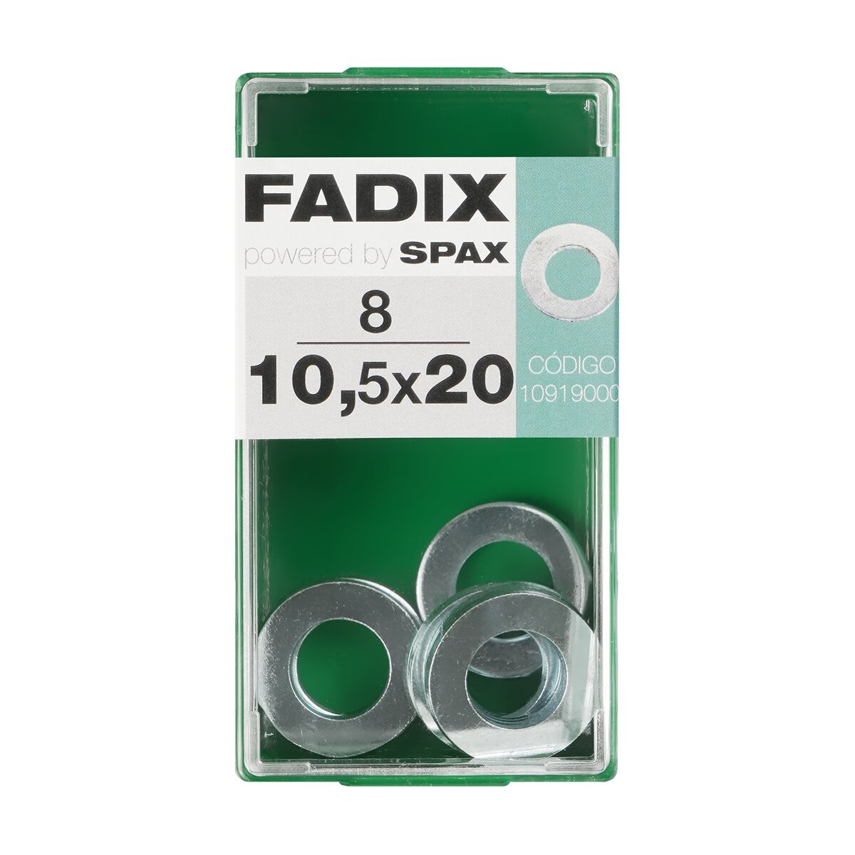 Arandela Plana Cincada Ø10,5 x Ø20 mm - Caja 8 Uds Zincado-1