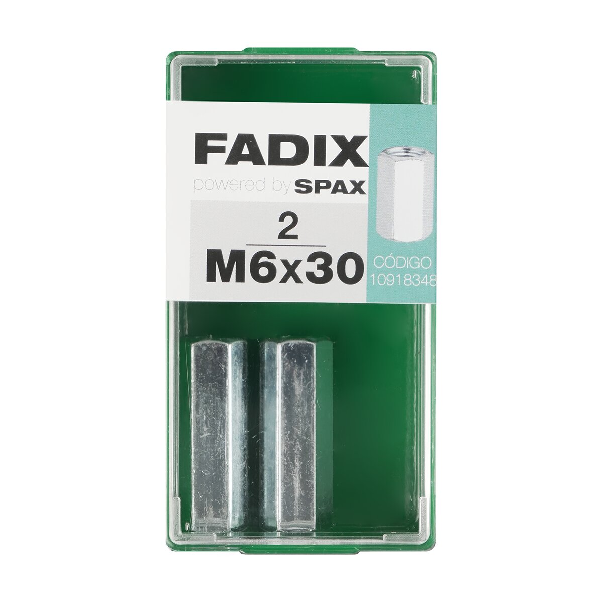 Tuerca Hexagonal para Unión Varillas M6 x 30 mm - Caja 2 Uds Zincado-1