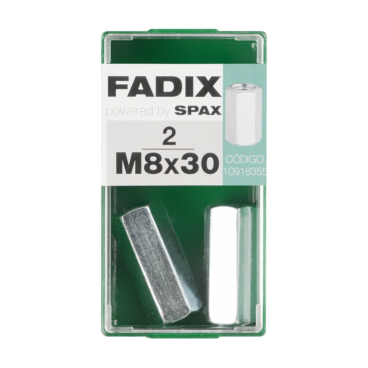 Tuerca Hexagonal para Unión Varillas M8 x 30 mm - Caja 2 Uds Zincado-1