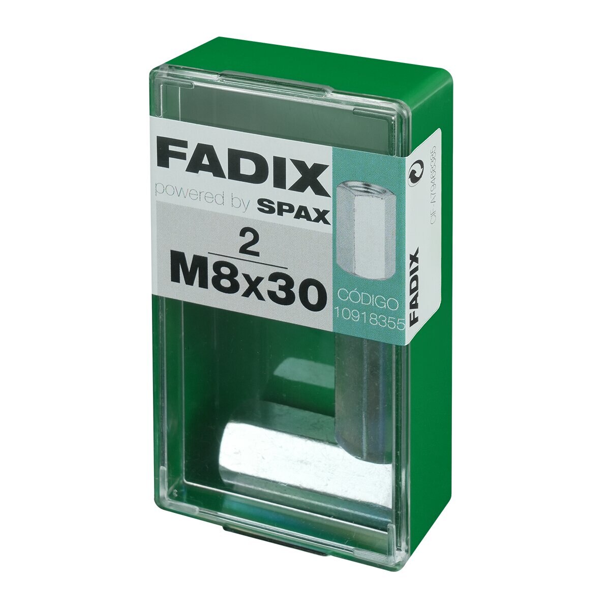 Tuerca Hexagonal para Unión Varillas M8 x 30 mm - Caja 2 Uds Zincado-2