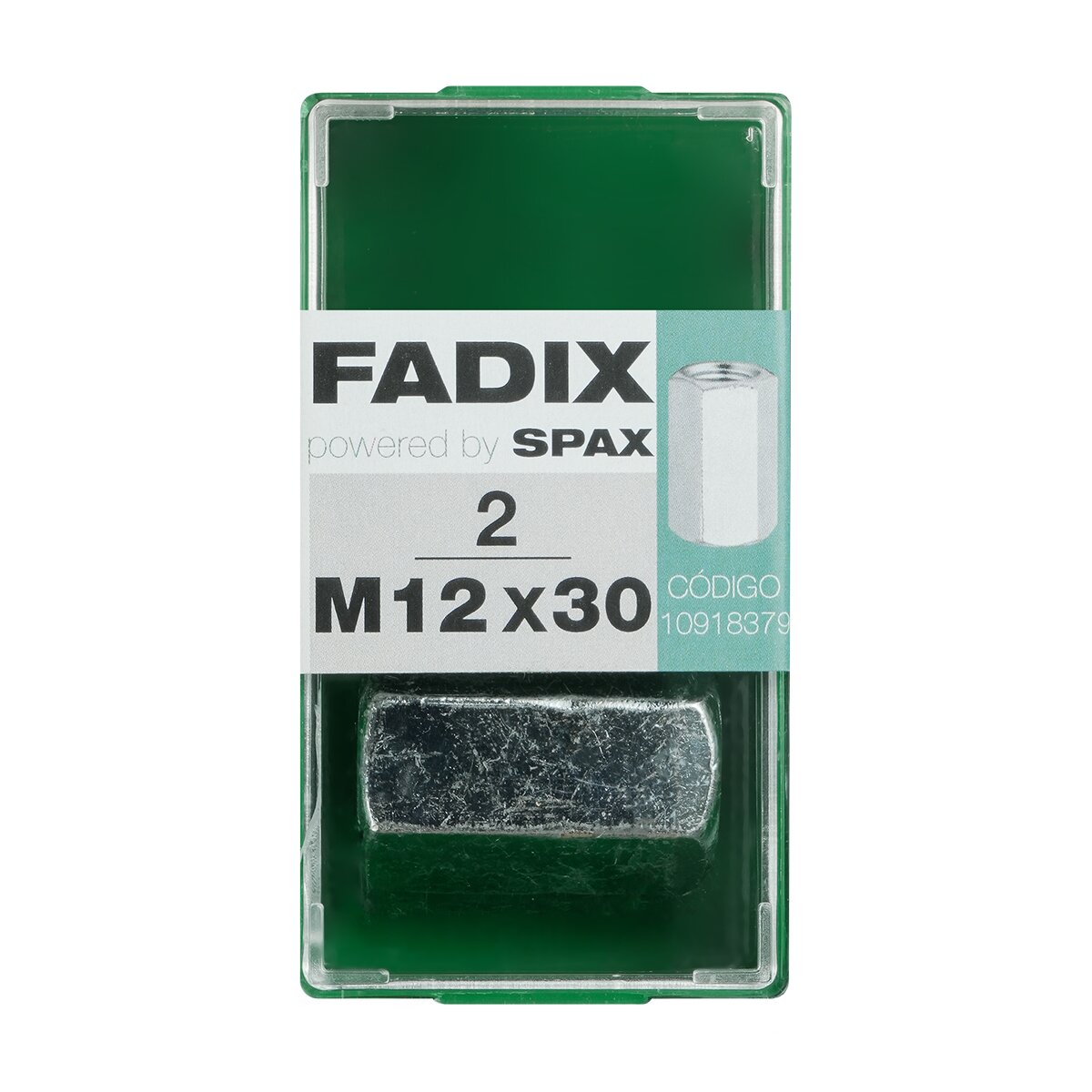 Tuerca Hexagonal para Unión Varillas M12 x 30 mm - Caja 2 Uds Zincado-1