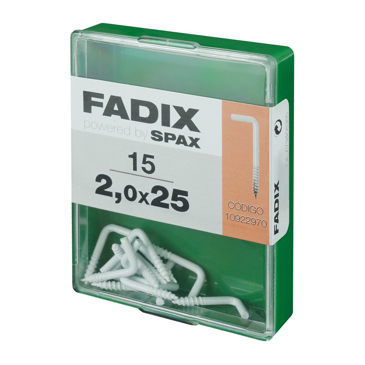Alcayata Roscada Blanca Ø2 x 25 mm - Caja 15 Uds Zincado-2