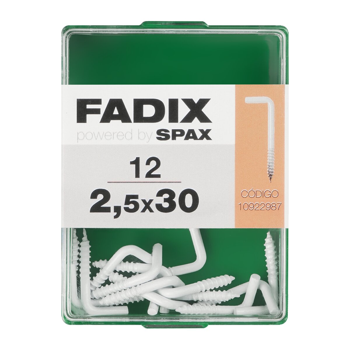 Imagen 0 de Alcayata Roscada Blanca Ø2,5 x 30 mm - Caja 12 Uds