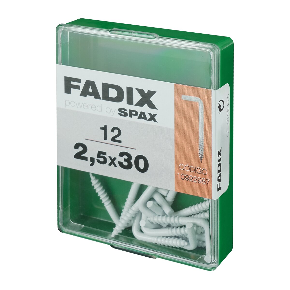 Alcayata Roscada Blanca Ø2,5 x 30 mm - Caja 12 Uds Zincado-2