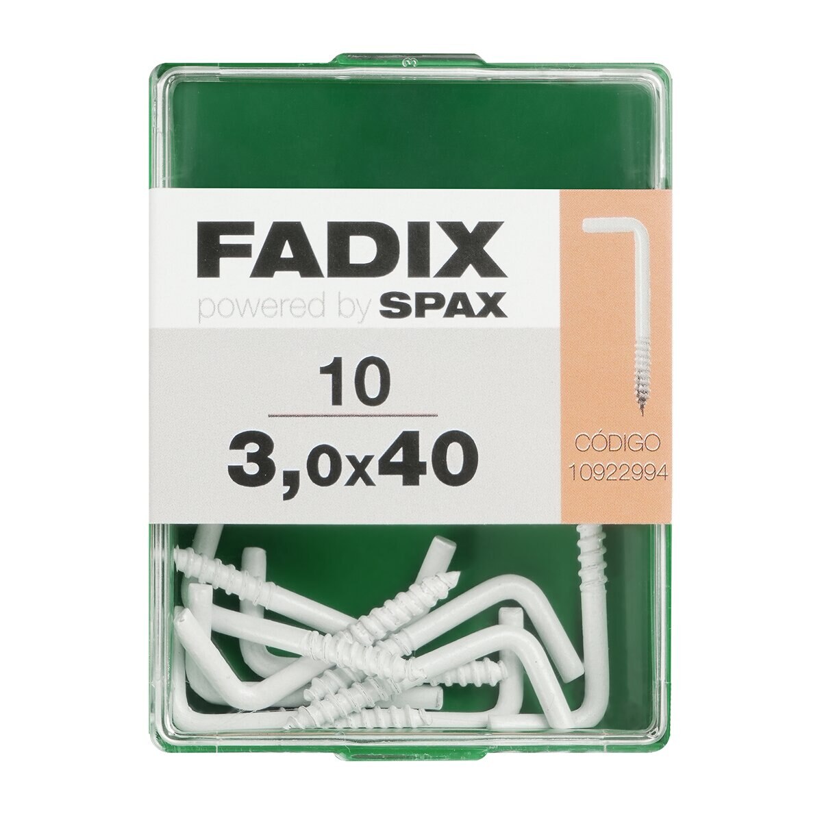 Imagen 0 de Alcayata Roscada Blanca Ø3 x 40 mm - Caja 10 Uds