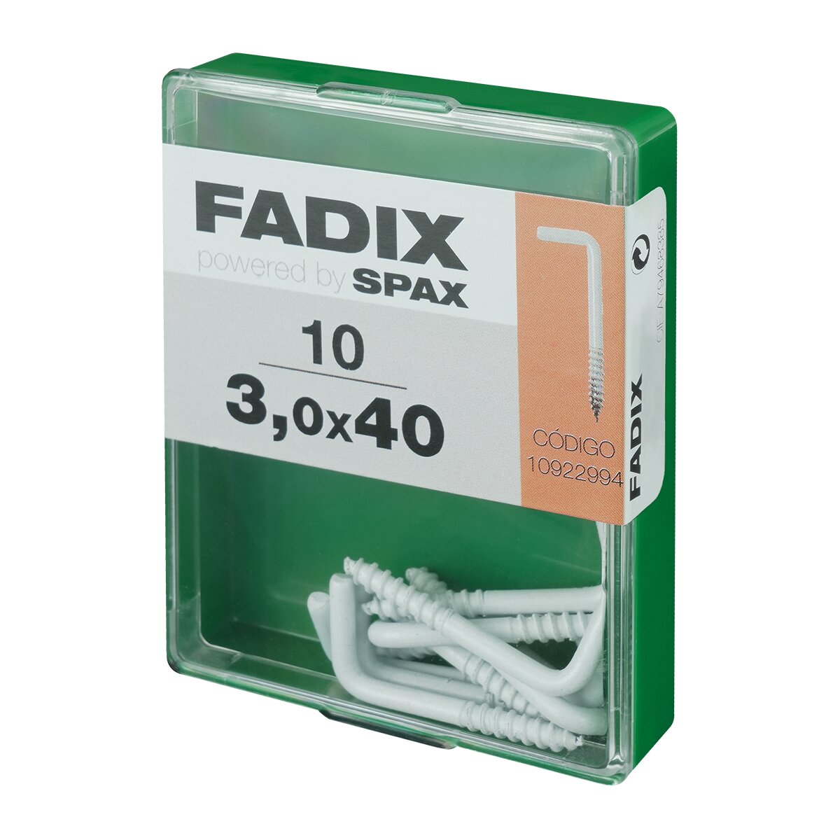 Alcayata Roscada Blanca Ø3 x 40 mm - Caja 10 Uds Zincado-2