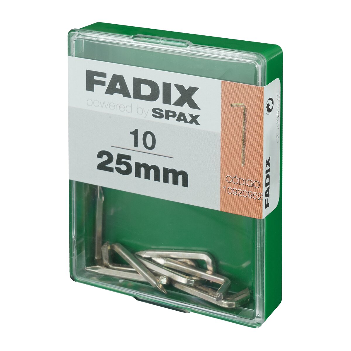 Alcayata Acero Cuadrada 25 mm - Caja 10 Uds Zincado-2
