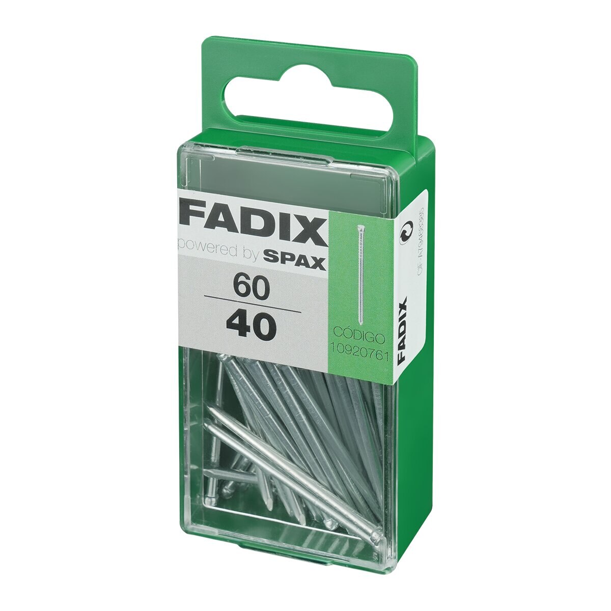 Clavo Acero Cabeza Perdida 40 mm - Caja 60 Uds Zincado-2