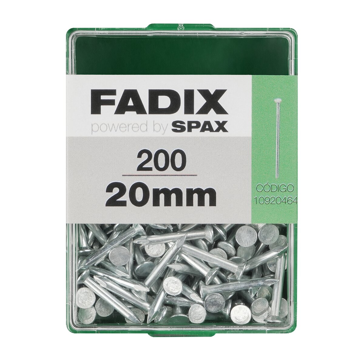 FADIX - Clavo Acero Cabeza Plana Ø2,4 x 20 mm - Caja 200 Uds.