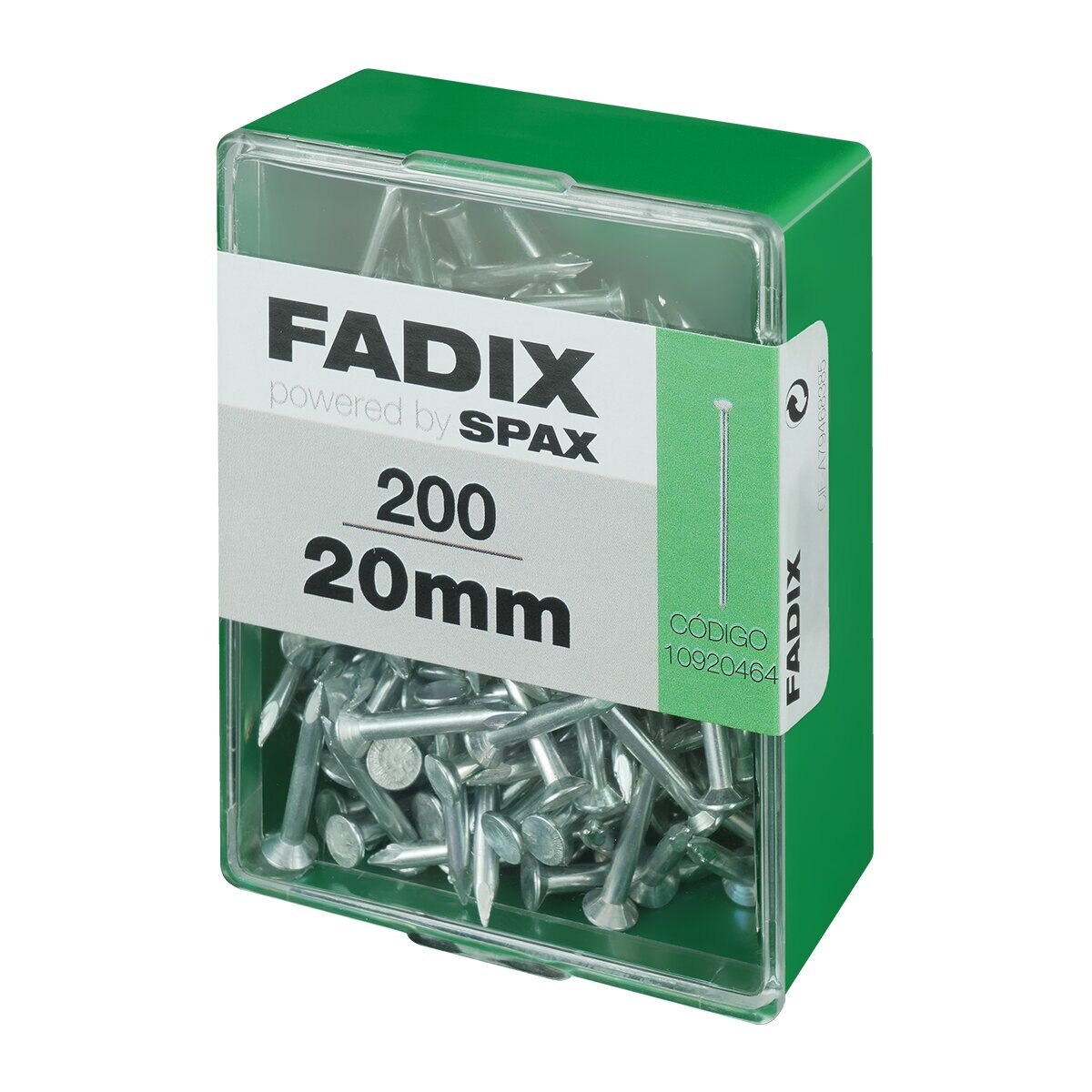 Clavo Acero Cabeza Plana Ø2,4 x 20 mm - Caja 200 Uds Zincado-2