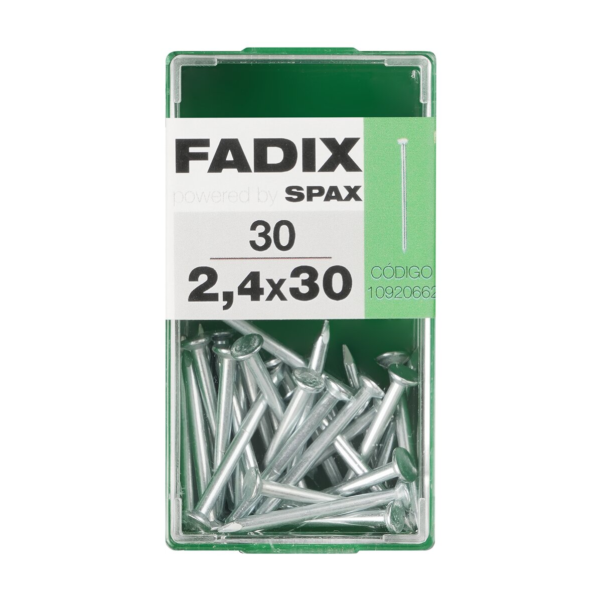 FADIX - Clavo Acero Cabeza Plana Ø2,4 x 30 mm - Caja 30 Uds.