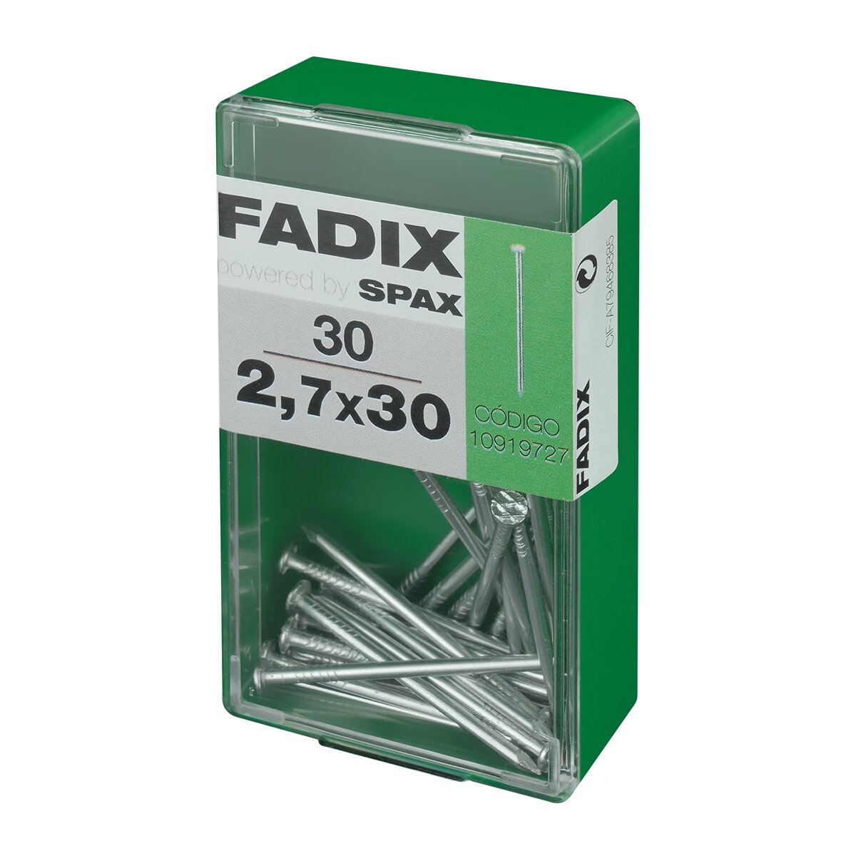 Clavo Acero Cabeza Plana Ø2,7 x 30 mm - Caja 30 Uds Zincado-2