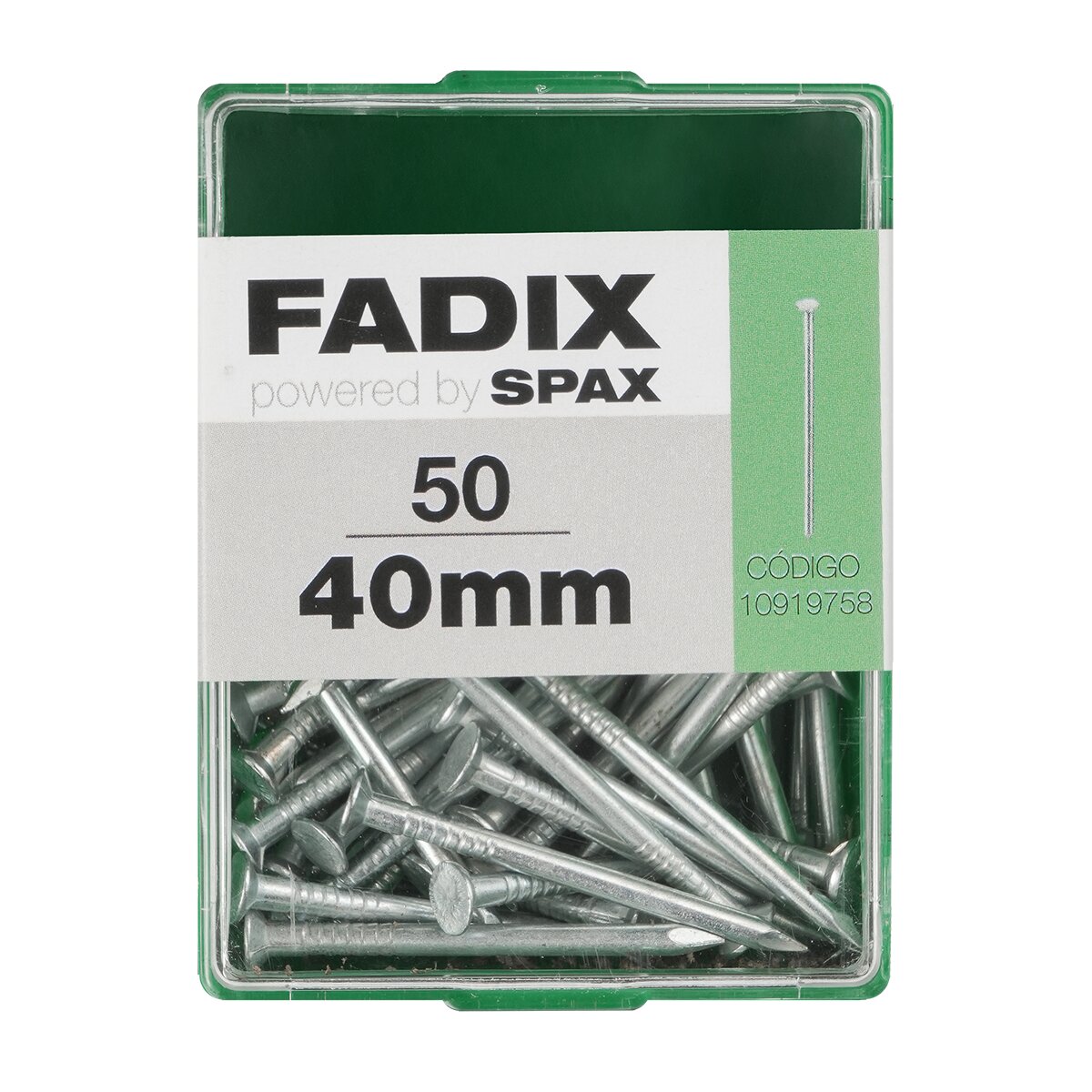FADIX - Clavo Acero Cabeza Plana Ø2,7 x 40 mm - Caja 50 Uds.
