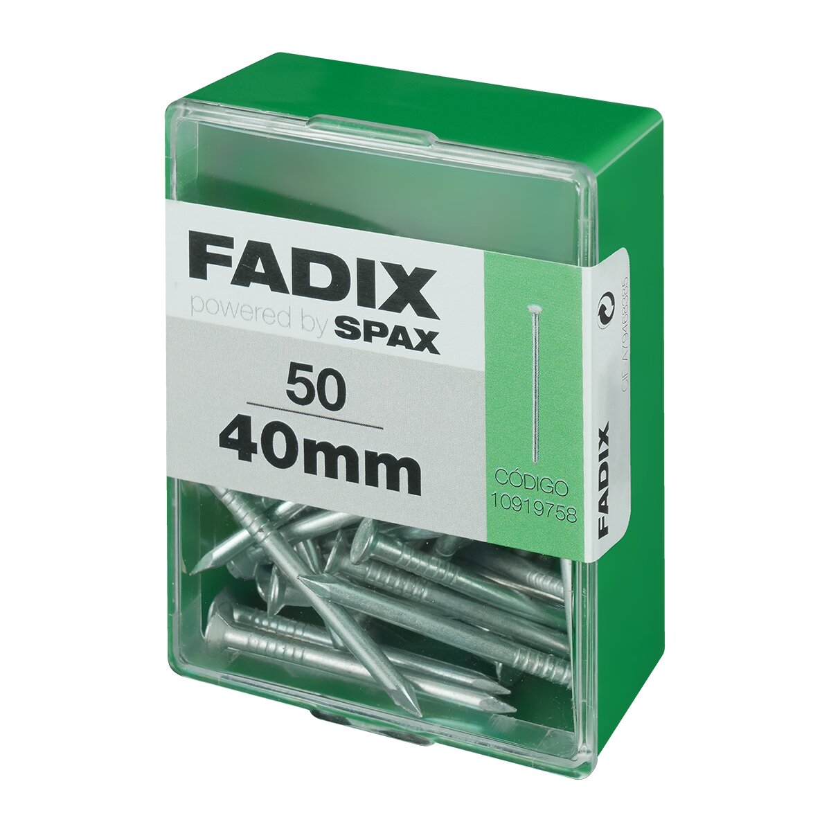 Clavo Acero Cabeza Plana Ø2,7 x 40 mm - Caja 50 Uds Zincado-2