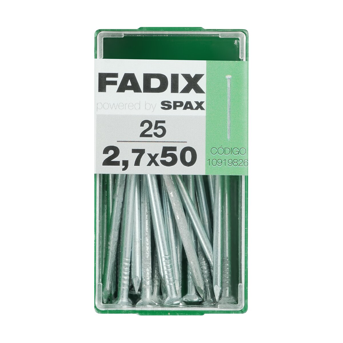FADIX - Clavo Acero Cabeza Plana Ø2,7 x 50 mm - Caja 25 Uds.