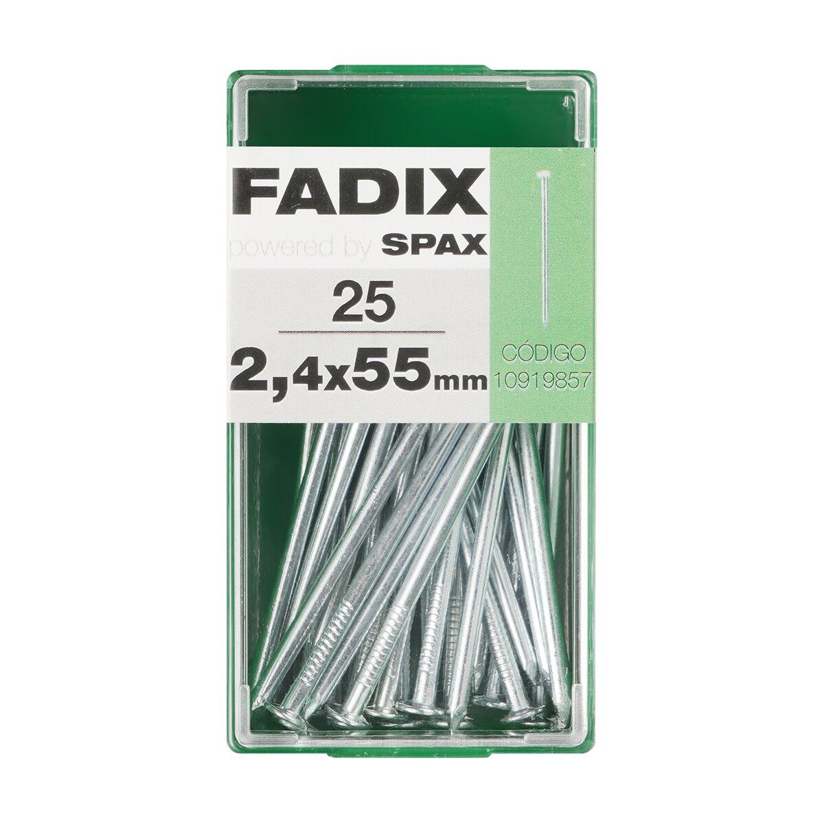 FADIX - Clavo Acero Cabeza Plana Ø2,4 x 55 mm - Caja 25 Uds.