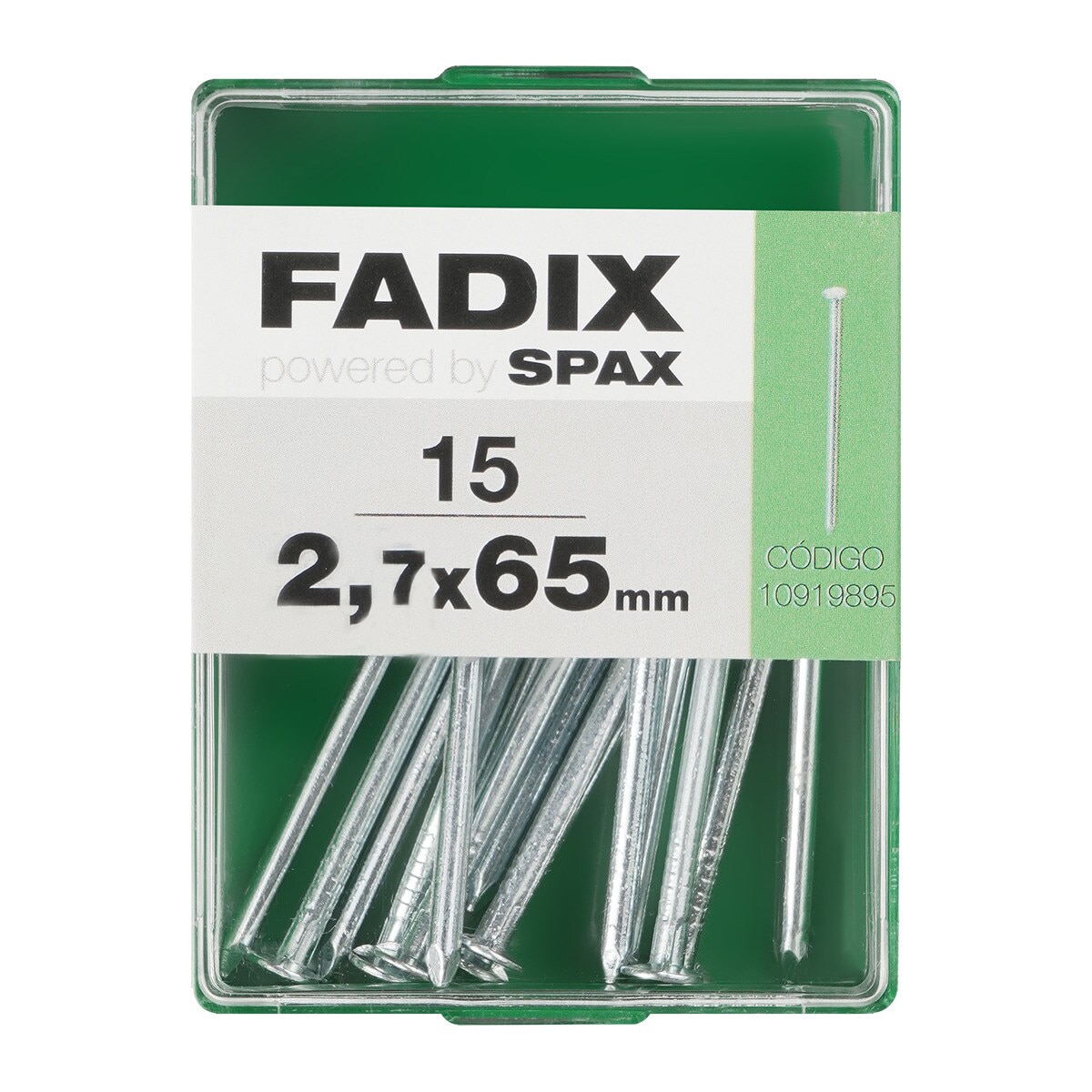 FADIX - Clavo Acero Cabeza Plana Ø2,7 x 65 mm - Caja 15 Uds.
