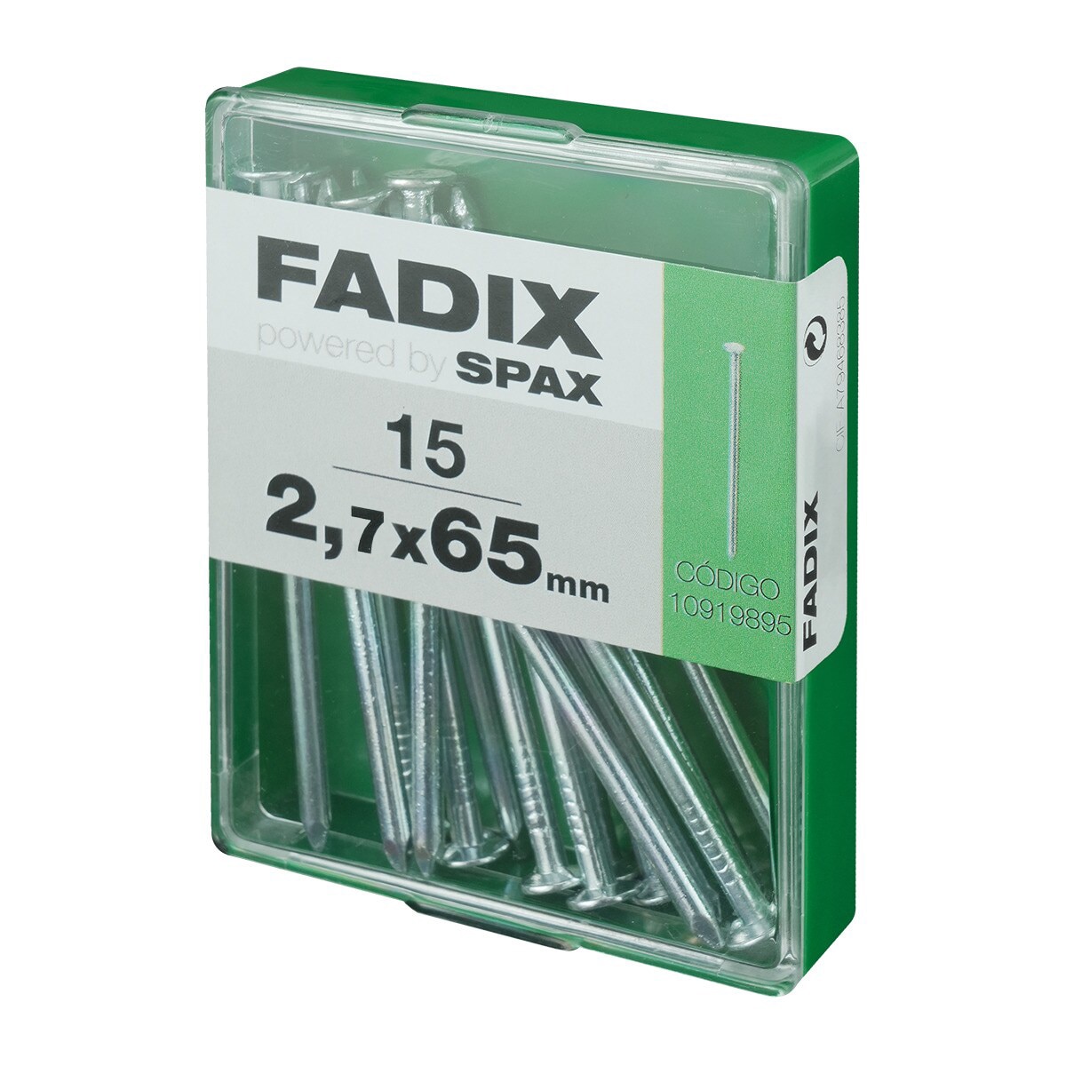 Clavo Acero Cabeza Plana Ø2,7 x 65 mm - Caja 15 Uds Zincado-2